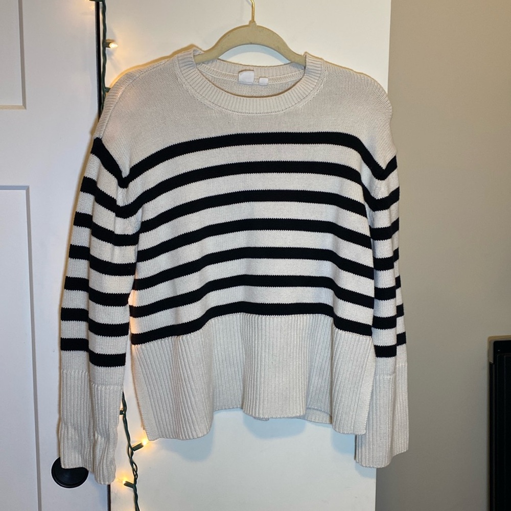 GAP Black and White Striped Sweater
